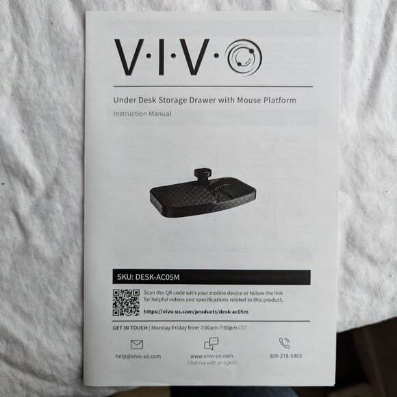 NOB Vivo Under Office desk storage drawer with mouse platform DESK-AC05M - Picture 9 of 13